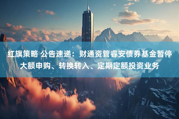 红旗策略 公告速递：财通资管睿安债券基金暂停大额申购、转换转入、定期定额投资业务